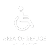 Area Of Refuge Wheelchair Symbol Sign with Braille
