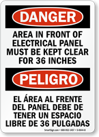 Danger Bilingual Electrical Panel Keep Clear Sign