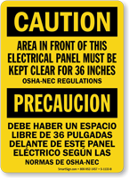 Electrical Panel Area Keep Clear Bilingual Caution Sign