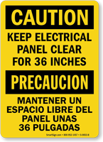 Bilingual Keep Electrical Panel Clear 36 Inches Sign