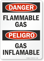 Danger Flammable Gas / Peligro Gas Inflamable Sign