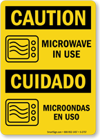 Microwave In Use Microondas En Uso Sign