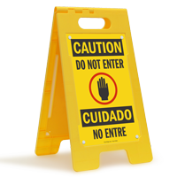 Bilingual Do Not Enter Floor Standing Sign