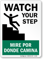 Bilingual Watch Your Step Sign