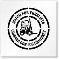 Bilingual Watch For Forklifts Stencil