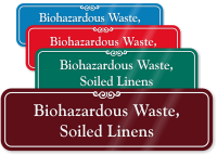 Biohazardous Waste Soiled Linens ShowCase Wall Sign