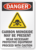 Carbon Monoxide May Be Present OSHA Danger Sign