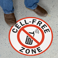 Cell Free Zone Circular Anti Skid Floor Sign