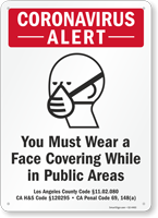 City of Los Angeles Face Covering Alert Sign