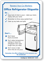 CoWorkers Office Refrigerator Etiquette Sign