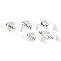 Coffee Hot Water Milk Decaf Buffet Food Service Sign Set