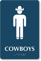 Cowboys TactileTouch Braille Restroom Sign with Graphic
