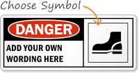 Custom Danger Wear Safety Shoes Symbol Sign