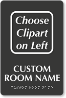 Custom TactileTouch Room Sign With Braille, Choose Clipart