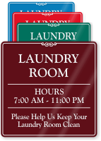 Custom Laundry Room Hours Showcase Wall Sign