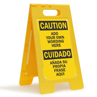 Custom Bilingual Caution Floor Standing Sign