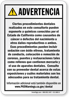 Dental Care Exposure Spanish Prop 65 Sign