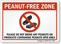 Do Not Bring Peanuts Products Containing Peanuts Sign