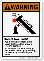 Two-Blocking The Crane Could Cause Death, Warning Sign