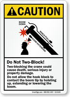 Do Not Two-Block ANSI Caution Crane sign