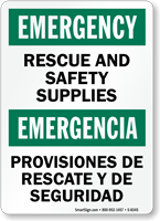Emergency Rescue Safety Bilingual Sign