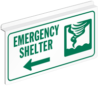 Emergency Shelter Sign For Ceiling