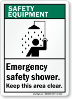 Emergency Safety Shower Keep Clear Safety Equipment Sign