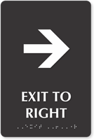 Exit To Right Or Left TactileTouch Braille Arrow Sign
