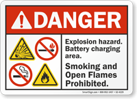 Explosion Hazard Battery Charging Area ANSI Danger Sign