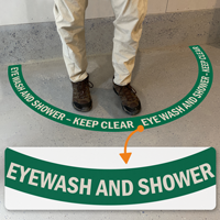 Eye Wash & Shower Station - Keep Area Clear, 2-Part Floor Sign