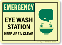 Emergency Eye Wash Station Keep Clear Sign