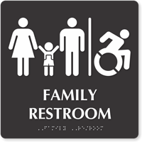Family Restroom TactileTouch Braille Sign, New ISA Symbol