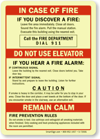 In Case Of Fire, Don't Use Elevator Sign