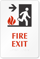 Braille Fire Exit Arrow Sign