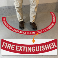 Fire Extinguisher   Keep Area Clear, 2 Part Floor Sign