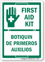 Bilingual First Aid Kit Botiquin De Primeros Auxilos Sign