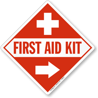 First Aid Kit Sign with Right Arrow