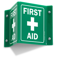 Projecting First Aid Green Sign