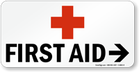First Aid Sign with Red Cross Symbol