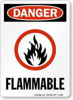 Flammable Danger Sign With Fire Graphic