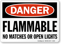 Flammable No Matches OSHA Danger Sign