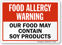 Allergy Warning Food May Contain Soy Products Sign