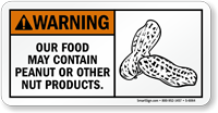 Food May Contain Peanut Or Nut Products Sign