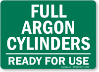 Full Argon Cylinders - Ready For Use Sign