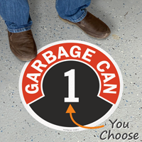 Garbage Can Floor Sign Choose from Garbage Can 1 to 10