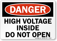 Danger Hazardous Voltage Inside Sign