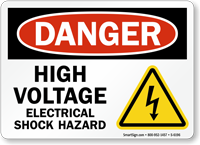 High Voltage Electrical Shock Hazard OSHA Danger Sign