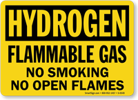 Hydrogen Flammable Gas Smoking Flames Sign