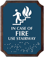 In Case of Fire Braille TactileTouch Wooden Plaque