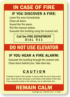In Case Of Fire No Elevator Sign